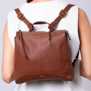Fossil Tan Leather Backpack